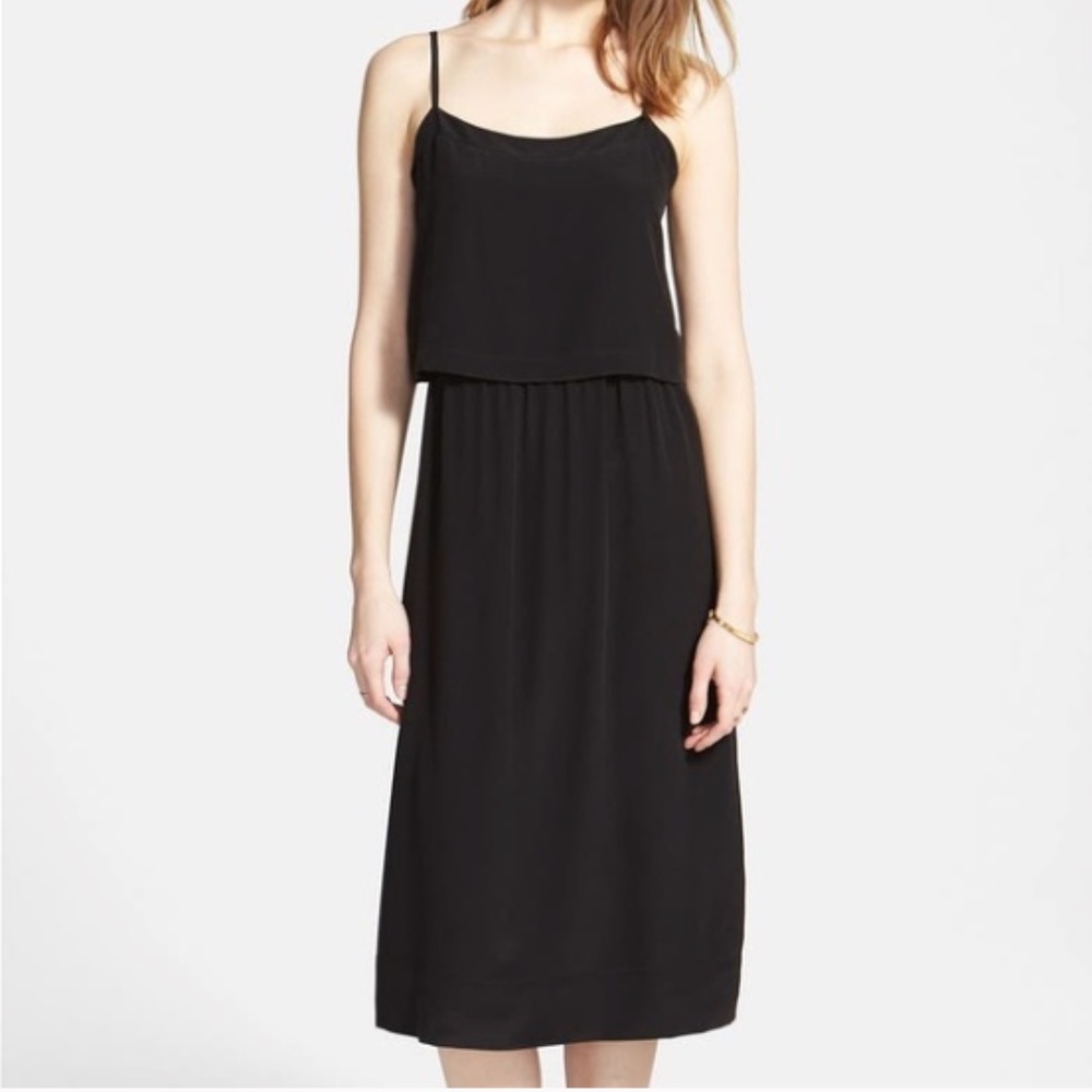 Madewell Silk Overlay Cami Dress in Black, size 4